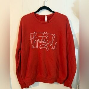 Bella Canvas Thankful Thanksgiving Orange Sweatshirt, Size L